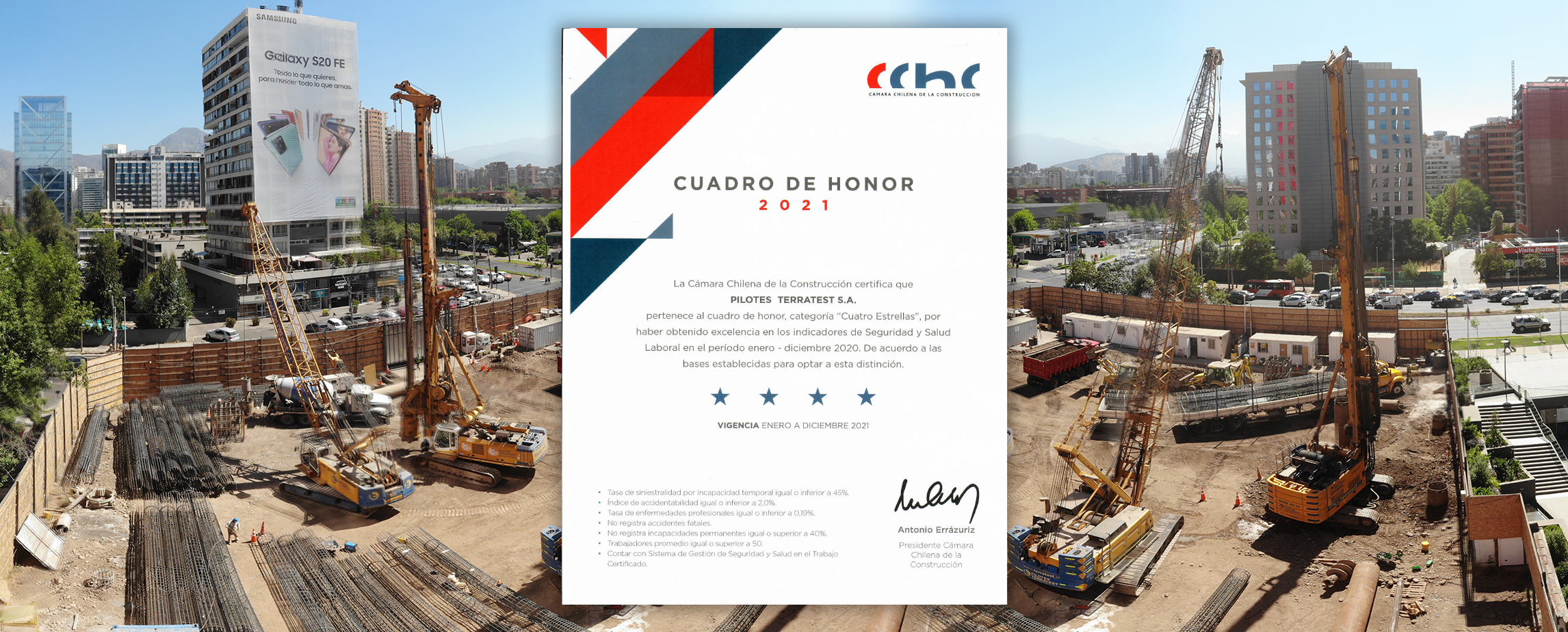 Cuadro de Honor de la Cámara Chilena de la Construcción en la categoría 4 estrellas